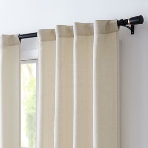Tende in Lino Testurizzato Beige Effetto Mélange, Filtranti Luce, con Linguette Posteriori, 2 Pannelli, 96 Pollici, per Soggiorno - Product Image 2