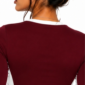 Haut court imprimé personnalisé pour femme, manches longues, col rond, motif Hawk Bawk, décontracté, tendance, été, conception imprimée OEM - Product Image 5
