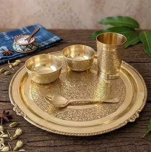 Ensemble de vaisselle de luxe en laiton indien, vente en gros, assiette, bol et cuillère traditionnels pour hôtel, restaurant, traiteur et usage domestique - Product Image 5