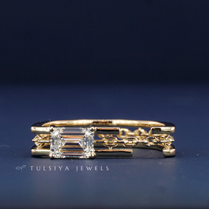 Bague de créateur en or 14 carats avec diamant de laboratoire pour homme, alliance minimaliste au look haut de gamme avec pierres pour fiançailles et soirées - Product Image 1