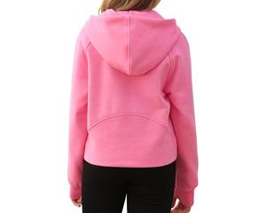 Sudadera con capucha de invierno personalizada con bordado desgastado, OEM ODM, para mujer, diseño corto personalizado - Product Image 2
