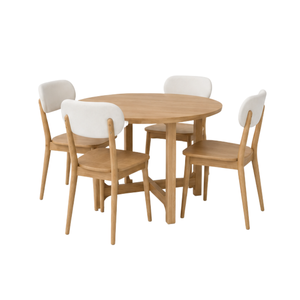 Ensemble de salle à manger rond en teck écologique de luxe ARTERRA, table moderne avec chaises à dossier rembourré, polyvalent pour la maison et la villa - Product Image 2
