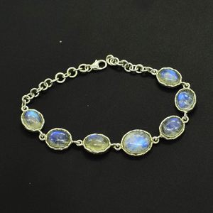 Nouveau Bracelet en Argent Sterling 925 avec Pierre de Lune Arc-en-ciel, Sertissage clos, Maillons de Chaîne, Classique, Unisexe, pour Usage Quotidien, Bijoux Fins 2026 - Product Image 3