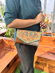 Piel de vaca cuero real tallado piel Fling Clutch mano cuero elegante colección de mujeres embrague multiusos embrague - Product Image 2