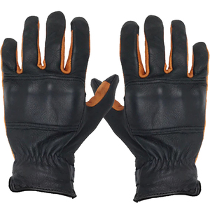 <b>Full</b> Finger Cowhide Racing Gloves With Adjustable Wrist Strap For Riding Outdoor Activities Unisex Non <b>Slip</b> Protection - Product Image 3