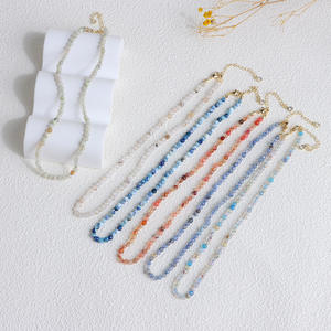 High-End Women's Natural Agate Bead <b>Necklace</b> Niche Design Mixed Color Stone <b>Lock</b> Bone Chain Fashionable Fashion Beaded <b>Necklaces</b> - Product Image 3