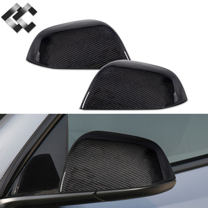 2pcs Rear <span class=keywords><strong>View</strong></span> gương bảo vệ Bìa <span class=keywords><strong>Real</strong></span> carbon fiber ABS chiếu hậu phụ tùng ô tô xe cho mô hình y phụ kiện - Product Image 2