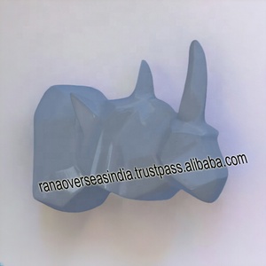 Tête de rhinocéros Sculpture murale en aluminium pour décor de tenture murale d'entrée de restaurant - Product Image 3