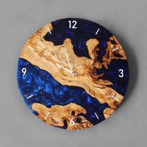 Horloge murale multicolores pour la maison, en résine époxy et bois, de qualité supérieure, design unique, horloge murale en bois, montre murale - Product Image 2
