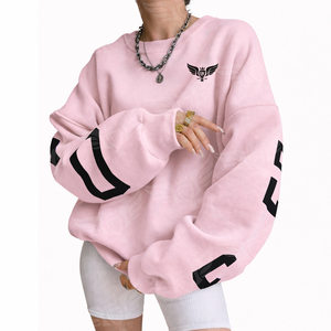 Sweat-shirt unisexe surdimensionné à col rond personnalisé, bleu marine, rose et beige, streetwear, pull décontracté, mode d'hiver - Product Image 6