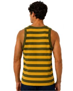 Olive Green <b>Yellow</b> Striped Men Cotton <b>Tank</b> <b>Top</b> Sleeveless Vest Casual Summer Gym Fitness Shirt Breathable Loose Fit Streetwear - Product Image 2