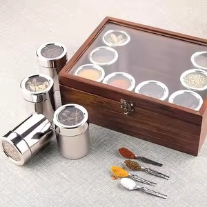 Wooden <b>Masala</b> Dabba Spice Storage <b>Box</b> Multi Section Organizer for Kitchen Cooking Ingredients and Seasoning - Product Image 2