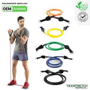 Tubos de Resistencia de Látex Natural Premium con Logotipo Personalizado OEM, con Ganchos de Acero para Entrenamiento en Casa, Apilables - Product Image 1