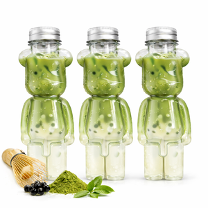 400ml Bear Shape PET <b>Plastic</b> Bottle with Aluminum Lid and <b>Straw</b> Hole for Serving Soda <b>Drinks</b> - Product Image 1