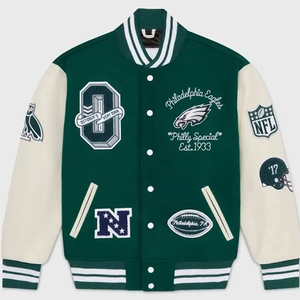 Vintage Inspired Letterman <b>Jacket</b> for <b>Men</b> PU <b>Leather</b> Varsity Bomber Embroidered Waterproof Reversible Winter <b>Jacket</b> Polyester - Product Image 1