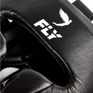 Casco de Boxeo Profesional OEM de Cuero Genuino de Vaca Negro Ajustable con Cordones y Cara Abierta CP-BHG-11 - Product Image 4