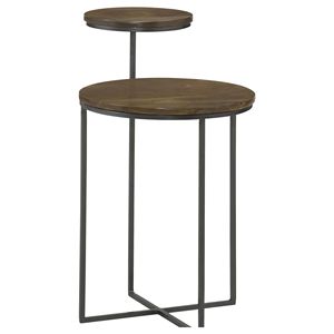 Mesa Auxiliar de 2 Niveles en Color Natural y Gris Metálico para Muebles de Sala de Estar - Product Image 3
