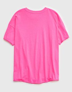 Camiseta de Cuello Redondo Rosa Extra Grande para Mujer, Manga Corta, Color Sólido, Corte Holgado, Algodón Jersey, Transpirable, Ropa Casual de Primavera/Verano - Product Image 4