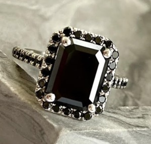 Bague de fiançailles Moissanite en argent sterling 925 bague en diamant taillé en émeraude noire et autres bijoux en diamant cadeau pour elle - Product Image 2