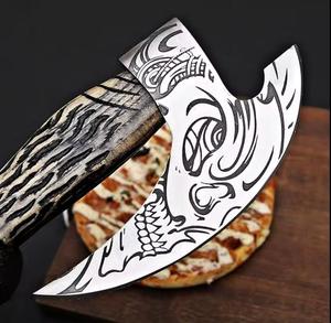 Cortador de Pizza Artesanal de Acero Inoxidable con Mango de Madera Grabado Diseño Vikingo, el Mejor Cortador de Pizza para Hoteles con Grabado - Product Image 3