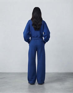 <b>Women's</b> Plus Size Double Zipper 2-in-1 Design Heavyweight Loose Fit Tracksuit Set Wide Leg Sweatpants Casual Winter - Product Image 6
