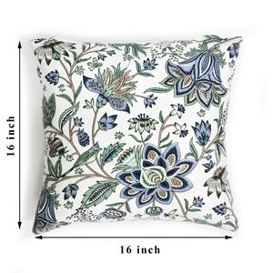 HappyKraft Luxury Hand Block <b>Printed</b> Floral Cotton Square <b>Cushion</b> Covers Concealed Zipper Closure Washable Hypoallergenic for - Product Image 5