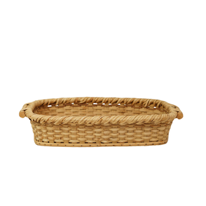 Handwoven Natural Cane Rattan <b>Rectangular</b> Storage Tray <b>Basket</b> Low-Profile Tabletop Serving Bread Fruit Organizer Bin - Product Image 4