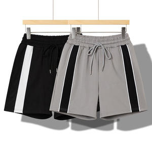 Shorts décontractés pour hommes à séchage rapide, taille mi-haute, cordon élastique, rayés, gris et noir - Product Image 3