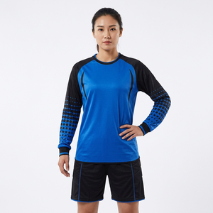 Camiseta de Fútbol de Manga Larga Azul y Negra para Hombre, Sublimada con Estampado de Puntos, Cuello Redondo, Secado Rápido, Ajuste Atlético - Product Image 2