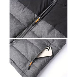 Chaleco de plumón para exteriores, color azul marino, gris y negro, con cremallera, de nailon y poliéster, cortavientos de invierno, ligero, con bolsillo con cremallera. - Product Image 4