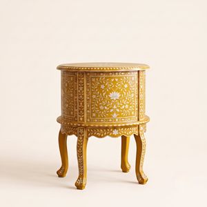 Mesita de noche clásica con incrustaciones de hueso para el hogar, hotel, oficina, dormitorio, sala de estar, con la mejor calidad en diseño floral, muebles modernos. - Product Image 2
