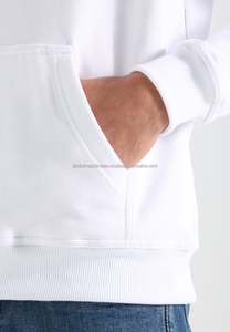 Sweats à capuche unis personnalisables avec logo, sweats à capuche blancs bon marché en gros pour hommes, sweats à capuche tricotés pour hommes - Product Image 4
