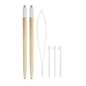 Custom Logo Professional Eco-Friendly Gold Hair Extension <b>Pliers</b> <b>Set</b> Weaving Curved Needles Sectioning Clips Accessories - Product Image 4
