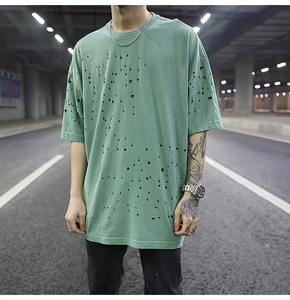 Camisetas personalizadas para hombre, estilo urbano, desgastadas, rotas, envío directo, camisetas extragrandes - Product Image 3