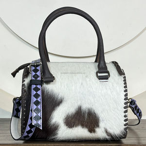 Sacs de voyage et sacs de week-end en cuir véritable à carreaux faits à la main, en cuir de vachette à poils, taille moyenne, collection 2026, vente chaude - Product Image 5