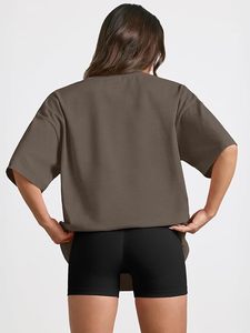 Camiseta Holgada de Cuello Redondo y Manga Corta para Mujer, 100% Algodón Jersey, Color Sólido, Transpirable, para Todas las Temporadas - Product Image 4