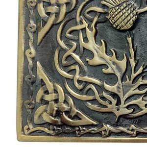 Hebilla de cinturón celta escocesa antigua más vendida con diseño de cardo y remolino de las Tierras Altas, acabado envejecido, de alta calidad - Product Image 5