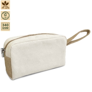 Pochette cosmétique personnalisée en toile de coton et jute avec fermeture éclair, sac de maquillage, organiseur de toilette de voyage, vente en gros, OEM, ODM, marque privée, export en vrac - Product Image 1