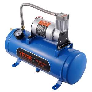 Sistema de Compresor de Aire a Bordo de 12 V, Compresor de Aire para Bocina de Tren de 1.6 Galones/6 L, Presión de Trabajo de 120 psi, Inflador de Neumáticos para Tren - Product Image 1
