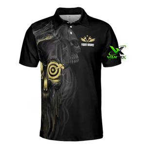 เสื้อโบว์ลิ่งผู้ชาย VIANTEX แบบสั่งทำพิเศษ พิมพ์ลายหัวกะโหลกด้วยความร้อน แห้งเร็ว ผลิตจากผ้าโพลีเอสเตอร์ถัก แขนสั้น สวมใส่สบาย - Product Image 1