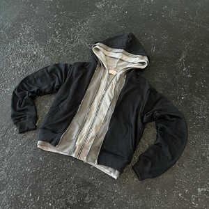 Wholesale OEM Color Block 3 Layer Zip up Hoodies Custom Logo Heavyweight 100% Cotton French Terry Oversize 3 Zip up Hoodie - Product Image 4