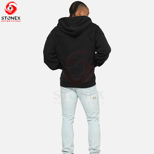 Sudadera con Capucha Negra de Invierno para Hombre con Logotipo Personalizado, 100% Algodón Premium, Felpa Ecológica, Ropa Casual Urbana para Venta al Por Mayor OEM - Product Image 5