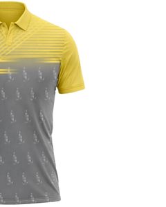 Camiseta Polo Personalizada para Hombre en Amarillo y Gris, Manga Corta, Estampado Gráfico, Transpirable, Ropa Deportiva de Poliéster, Informal, para Golf y Entrenamiento - Product Image 4