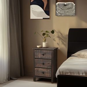 Comodino in Legno Impiallacciato 66*45*68cm con Tre Cassetti, Cassettiera in MDF Marrone - Product Image 5