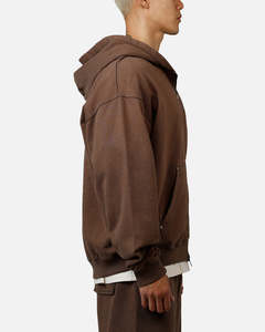 Ensemble de sweat-shirts à capuche oversize pour homme, en coton molletonné marron, à fermeture éclair, respirant, coupe décontractée, streetwear - Product Image 5