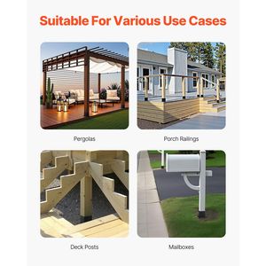 Set di 4 basi per pali 4x4 (4 pezzi) - Dimensioni interne 3,6x3,6 pollici, staffe per pali in acciaio al carbonio resistente per decking e pali in legno - Product Image 6