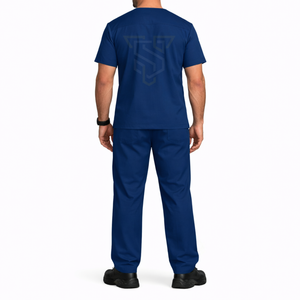 Men <b>Scrub</b> Set Spandex Twill Knitted Hospital <b>Uniform</b> Pants with Logo Back Design and Seamless Fusing - Product Image 1