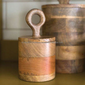 <b>Small</b> Storage Food <b>Container</b> Decorative Items Use for Home Kitchen Wood Made Canister and Tools Storage & Organization - Product Image 3