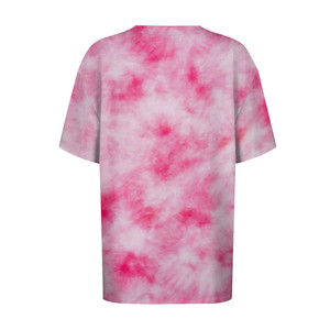 Camiseta Oversize de Mujer con Estampado Tie-Dye, Manga Tres Cuartos, Cuello Redondo, Ajuste Holgado, Transpirable, de Poliéster Tejido, Top de Verano - Product Image 3
