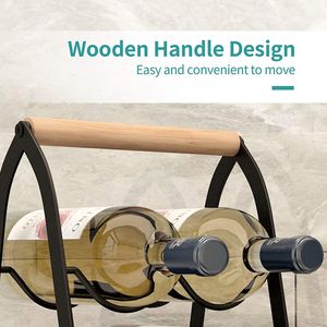 Portabottiglie da Tavolo Mecor Design Classico a 3 Livelli, Porta Vini in Legno per 6 Bottiglie, Arredamento Casa Bar, Portabottiglie Vintage - Product Image 4